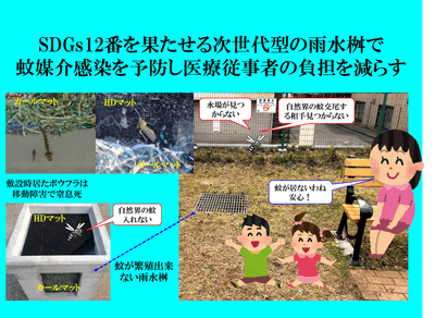 公園の雨水桝から蚊の繁殖を無くす