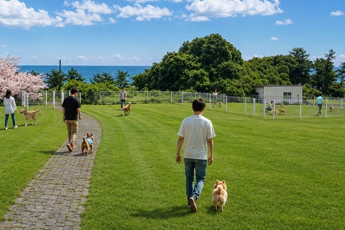 しおかぜドッグラン ※AI生成・加工イメージ