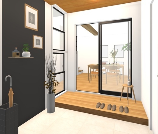 3Dパースのスクリーンショット例:玄関エリア