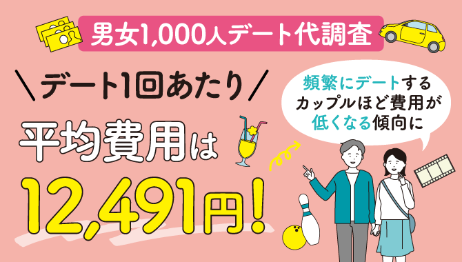 デート1回あたり平均費用は12&#44;491円