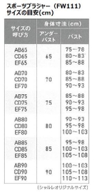 スポーツブラジャー(FW111) サイズの目安(cm)
