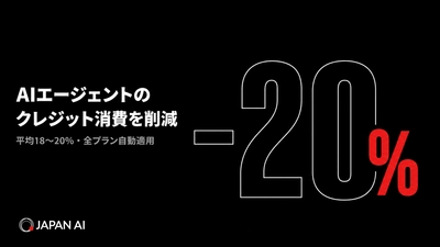JAPAN AI、AIエージェントのクレジット消費を2割削減可能に