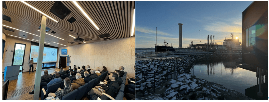 左（貴重なプレゼンでは、日本の参加者から質問が多く寄せられました） 右（KLine.UKが運航するCO2回収船、Northern Pioneer）