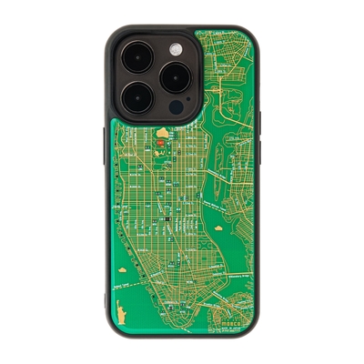 FLASH NY回路地図 iPhone 15 Proケース 緑