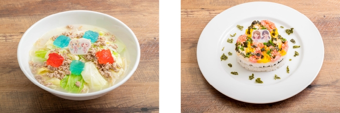 ▲まるで琥珀糖!キラキララーメン/▲ネギトロ!味付けのりを散らした寿司ケーキ