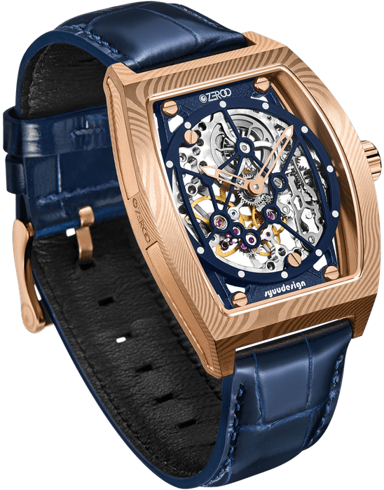 ZEROO M1D THE AURIGAダマスカス鋼ケースのトノー型メカニカルスケルトンウォッチ(6)