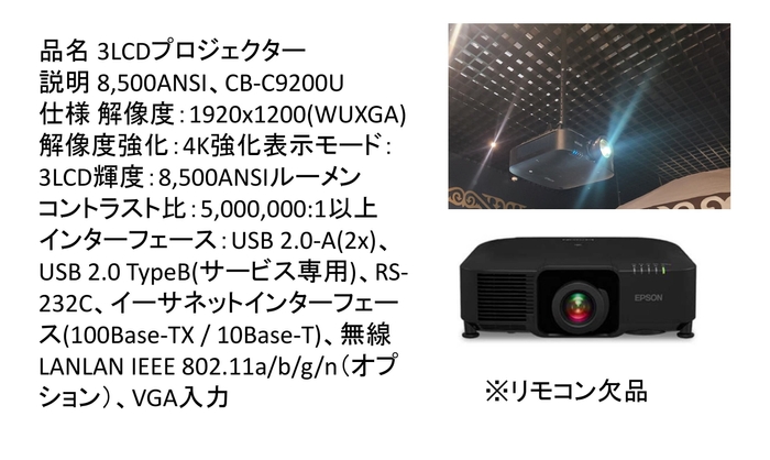 景品：高性能プロジェクター