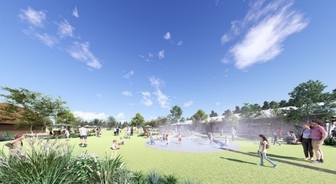 ②千本松温泉水を活用した 自然の中の新たなランドマーク “温泉じゃぶじゃぶ池”誕生