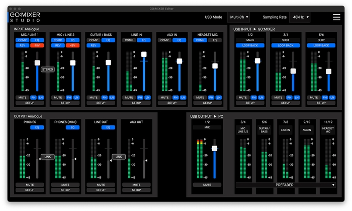 PC 用アプリ『GO:MIXER Editor』の画面イメージ