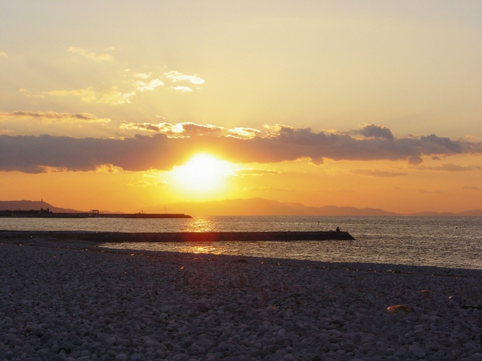 ビーチからの夕陽(夕陽百選)