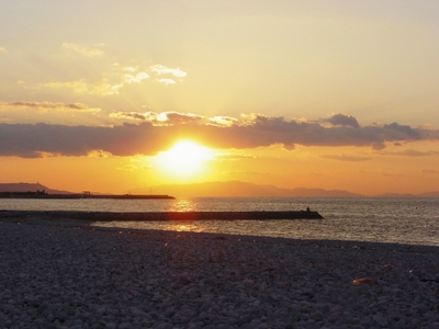ビーチからの夕陽(夕陽百選)