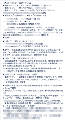 実際の週次報告