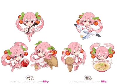 デフォルメイラスト(弘前：津軽三味線・猪型土製品・りんご飴、函館：かもめの水平さん、縄文中空土偶、塩ラーメン) Art by 木屋 町 (C)CFM