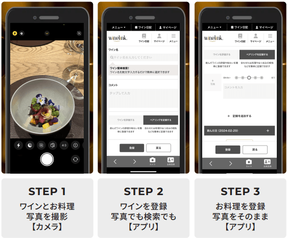 Wine-Link ペアリング日記の使い方