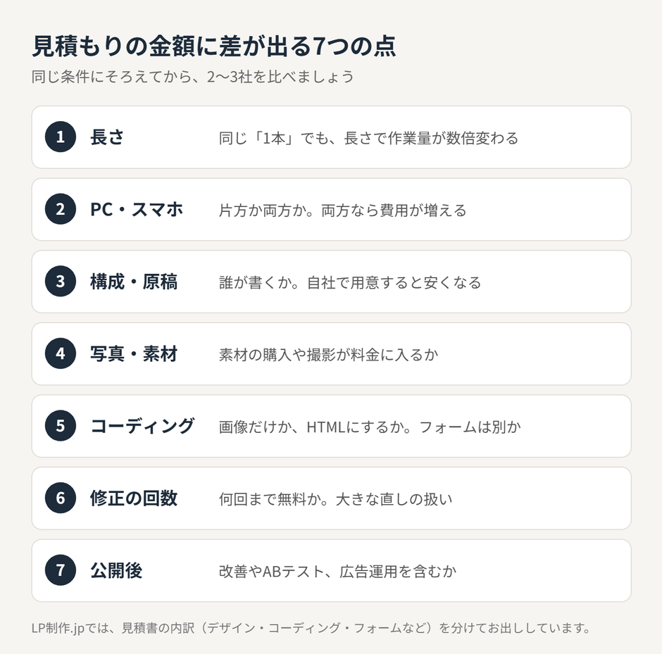 見積もりの金額に差が出る7つの点（記事の図）