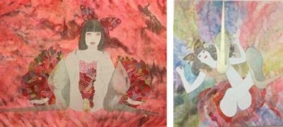 <展示作品(予定)>IDOL Acrylic, silk screen, sumi on canvas, 254x147cm、IDOL 208x182cm Acrylic, Silver leaf