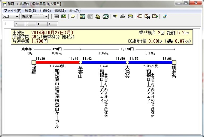 検索表示例 ※PC用ソフトウェア「駅すぱあと」の表示イメージ