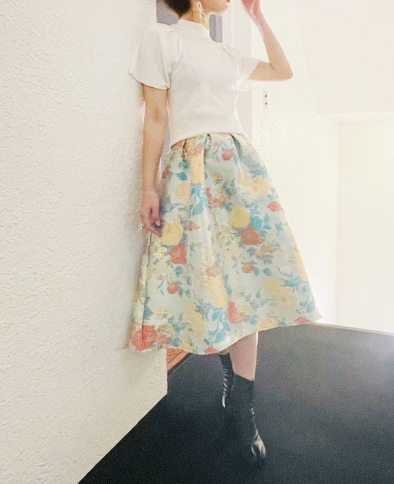 【50%オフ】花柄ジャガードスカート