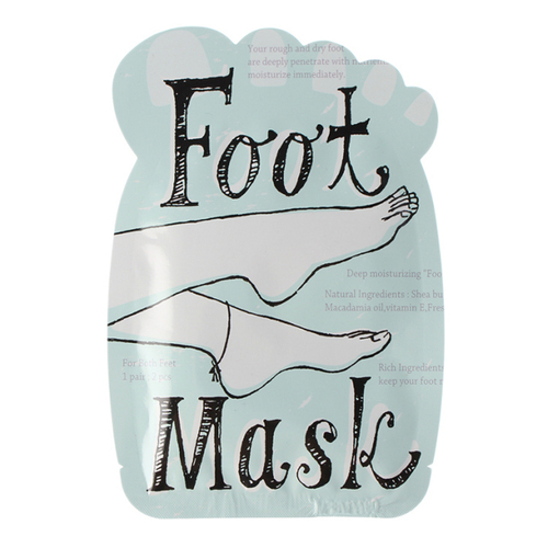 「フットマスク」価格：198円／サイズ：W13×H19cm（1ペア1回分）／袋状になったパックを足に履くだけの簡単ポイントケア。お風呂上りにパックを付けると、美容液が染み込み足元がなめらかに。