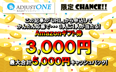 アジャストワン限定3,000円キャッシュバック