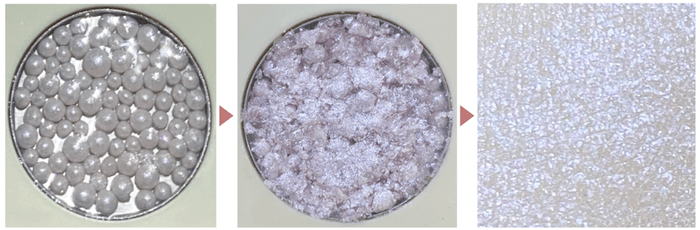 「パール」を砕いて混ぜる