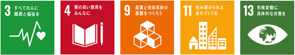 ※本リリースの取り組みは、SDGs(持続可能な開発目標)における5つの目標に貢献しています。