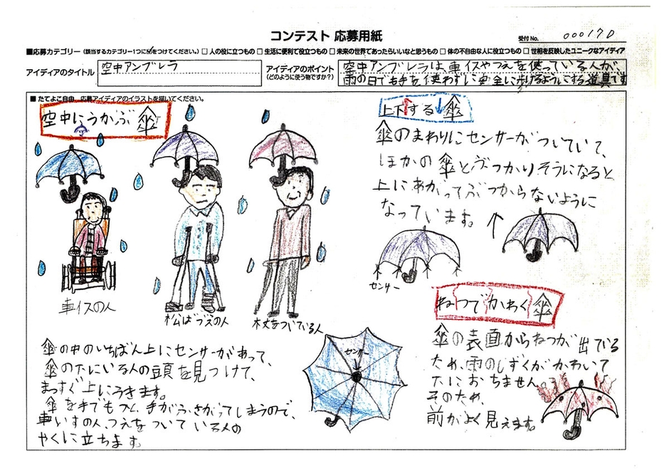 発明アイディア奨励賞 栗山 柚子香さん「空中アンブレラ」