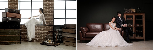 ハウススタジオには他にも、シンプルな白壁やアンティーク調の壁、シャビーシックな家具など、さまざまな背景をご用意しており、お好みの背景で撮影することができます。