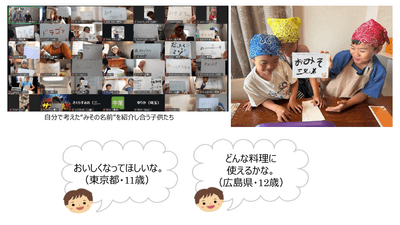 自分で考えた“みその名前”を紹介し合う子供たち
