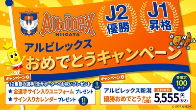 アルビレックス新潟のJ2優勝を祝した記念セール 亀田製菓ネットショップ「通販いちば」にて  『アルビレックス新潟優勝おめでとうセット』 数量限定販売