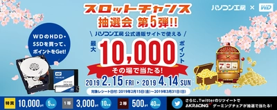 パソコン工房＆ウエスタンデジタル コラボ企画 その場で当たるスロットチャンス抽選会 第5弾！ 最大10,000ポイントが当たるキャンペーン！！