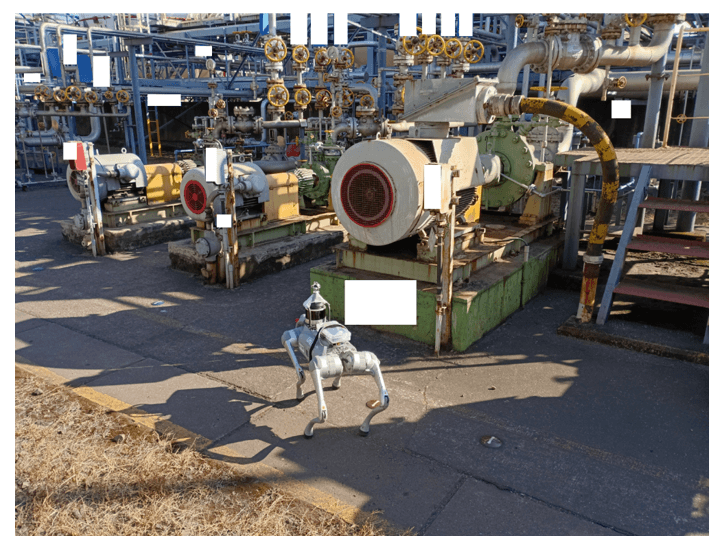 図5. データ収集中の四足歩行ロボット