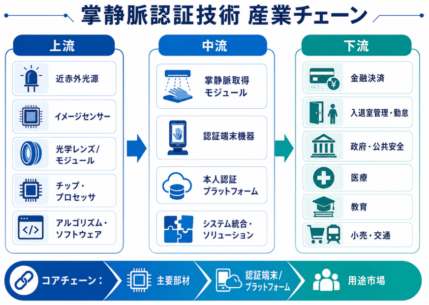 図.   掌静脈認証技術産業チェーン