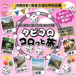 JR西日本×阪急交通社 特別企画 大阪発着【タビコロ コロっと旅】2日間 どこへ行くかは「6つの数字」から選んで決定