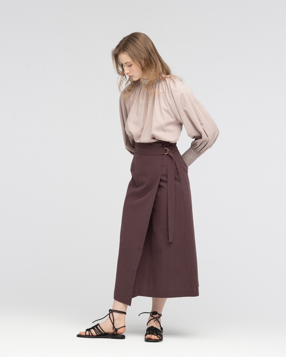 【merituuli】 リンネル掲載 コットンリネンラップスカート ¥13,200→¥3,960(税込)