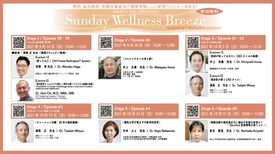 医師・歯科医師・薬剤師・医療従事者向け 《アンチエイジング・予防医療情報  無料Live配信Zoomウェビナー！》　 『Sunday Wellness Breeze, Season 9(全6ステージ)』 2021年9月12日(日)スタート！