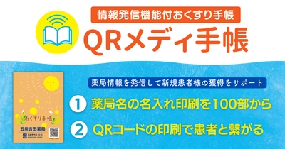 任意のQRコードを印刷できる情報発信機能付き おくすり手帳「QRメディ手帳」を10月2日より発売