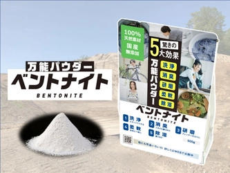 「重曹」発売から20年　 自然派クリーナーのパイオニアが開発した 5大効果の万能パウダー 「ベントナイト」誕生　 ～ 100％天然成分のSDGs素材 ～