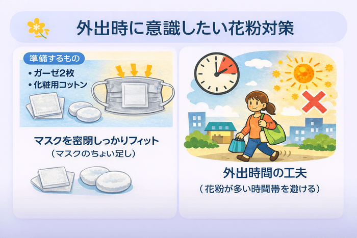 外出時に意識したい花粉対策