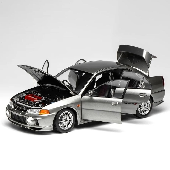 モーターヘリックス 1/18スケール M84001 三菱 Lancer Evolution IV ランサーエボリューション EVO Ⅳ Steel Silver Metallic