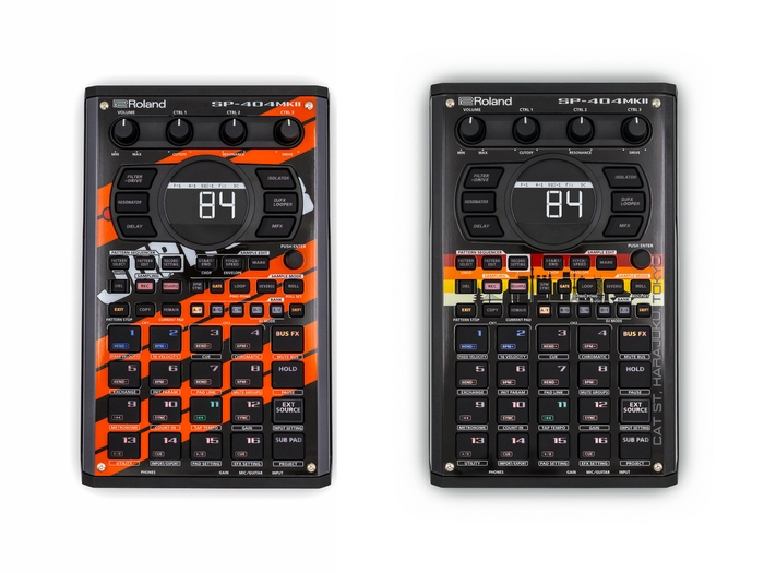 「SP-404MKII」オリジナル・フェイスプレート 左：「JUPITER-8」、右：「Roland Store Tokyo2周年」デザイン