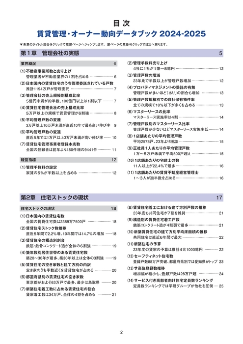 賃貸管理・オーナー動向データブック2024-2025 目次1