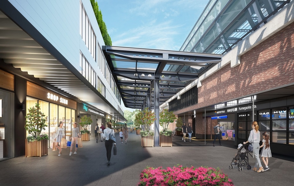 大規模集客施設(左)と新改札口(右)〔イメージ〕