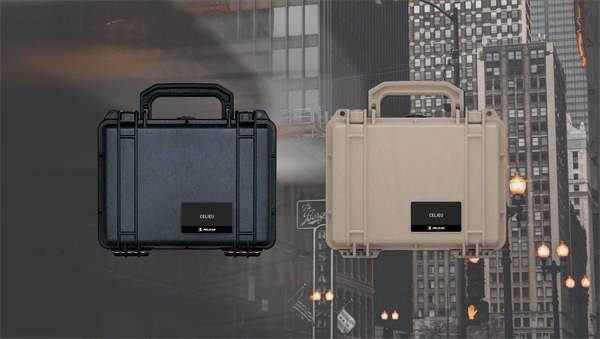 *PELICAN SRITS＜ペリカンソアル＞はブラックケース（左側）orデーザトタン（右側）の2色展開となります。内装、ショルダーはどちらも同じブラックカラーで統一となります。