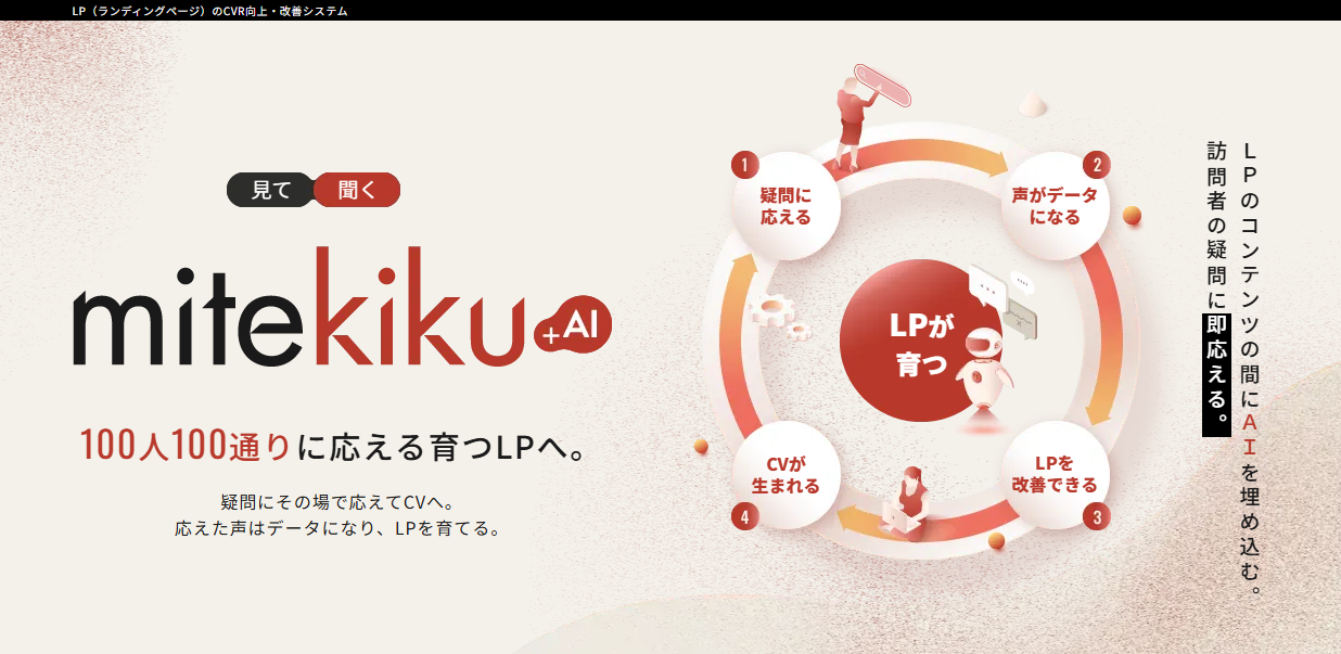 LPのコンテンツの間にAIチャットを埋め込む「mitekiku+AI(ミテキクエーアイ)」を提供開始|株式会社Ryuki Design