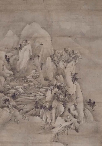 雪景山水図 雪村周継筆 室町時代・16世紀 紙本墨画 谷口豊三郎氏寄贈 京都国立博物館蔵(※貸与予定作品)