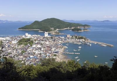 　【医王寺太子殿からみた福山市鞆町伝統的建造物群保存地区】