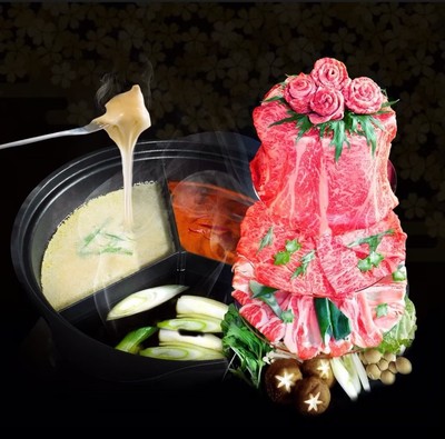 三色鍋と国産牛食べ放題