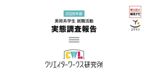 クリエイターワークス研究所 【26年卒美術系学生就活実態調査】を発表！ インターン参加率は7割へ急増　 「社内の人間関係」と「高収入」を重視する現実志向が加速