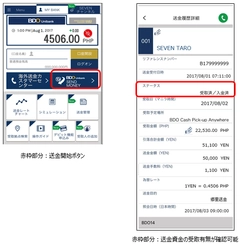 スマホアプリによるフィリピン向け海外送金の提供を開始　 ～8月3日、BDO Unibank(フィリピン)との提携により実現～